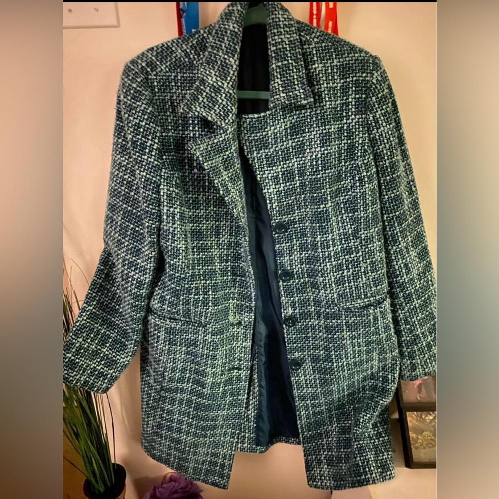Turquoise Tweed Jacket - Size 15